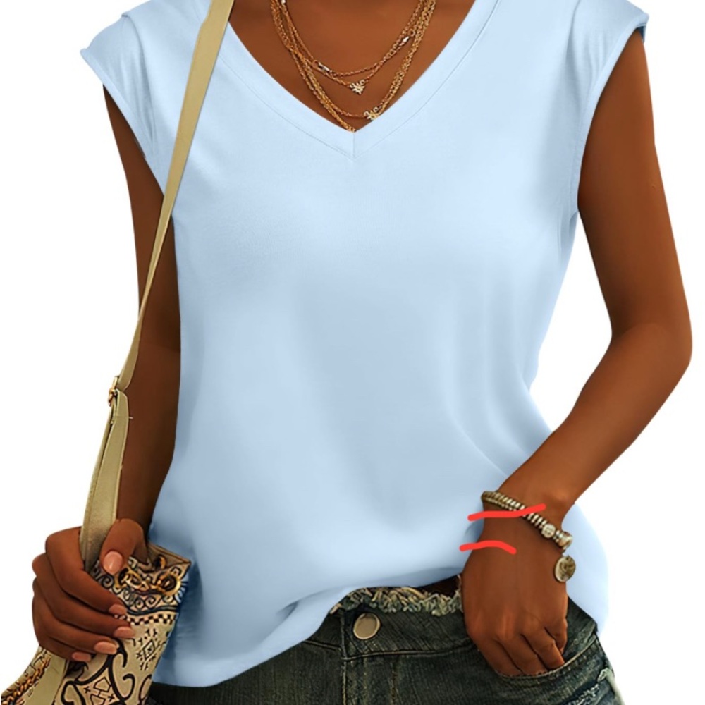 Sky Blue V-Neck Women's Tank Top